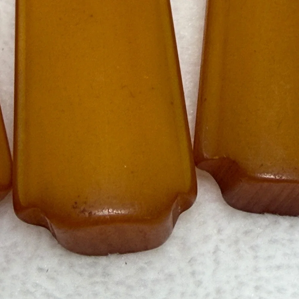 VTG Butterscotch Bakelite Handle Spoons Stainless Steel Set of 4 Mixed Sizes SEE